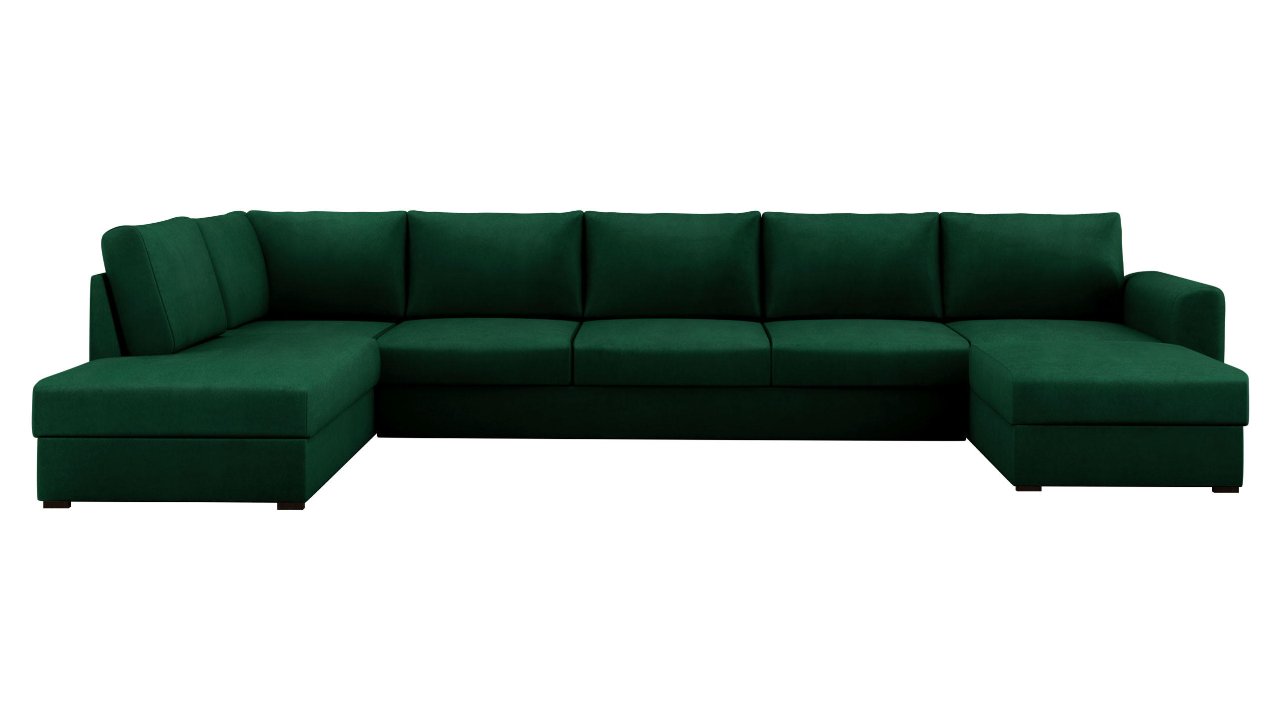 WOHNLANDSCHAFT Wilma Large Premium, Seite: Links - Smaragdgrün/Schwarz, Holz/Textil (370/85/186cm) - MIRJAN24