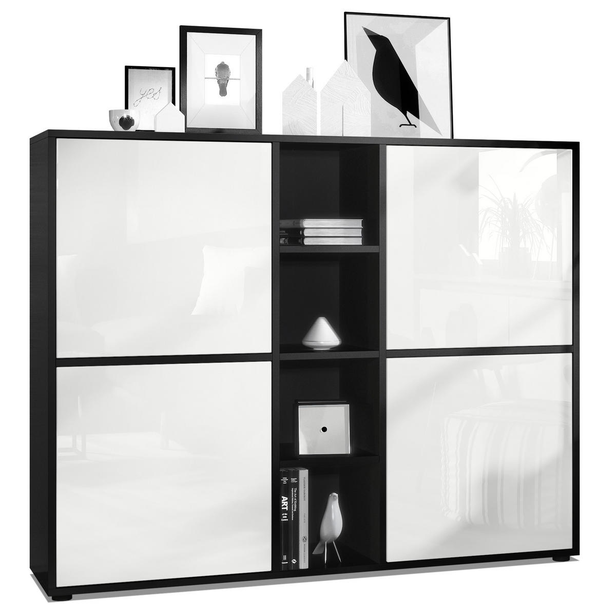 HIGHBOARD Cuba Türen in Weiß Hochglanz - Weiß Hochglanz, Holzwerkstoff (130.5/105.5/35.5cm) - Vladon
