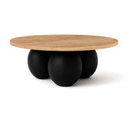 COUCHTISCH BELLY runder 60 cm im modernen Stil (Eiche Craft Golden/Schwarz) - Eichefarben/Schwarz, Holz (60/60/27cm) - Dekori_Interiors