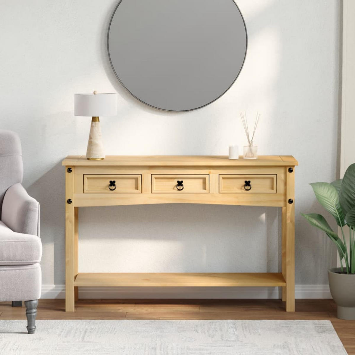 KONSOLENTISCH "Corona" 114/34,5/73 Cm Massivholz Kiefer - Braun, Holz (114/34.5/73cm) - vidaXL