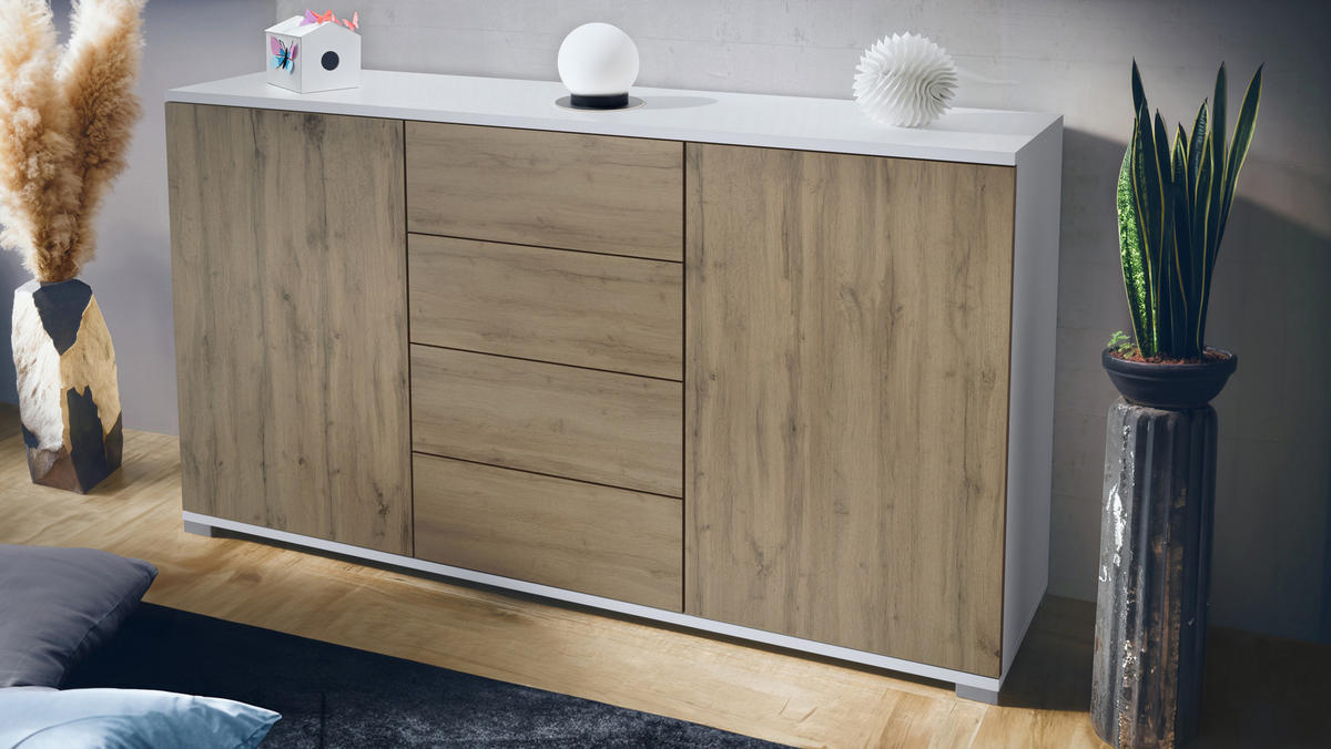 SIDEBOARD Santo Eiche Evoke - Eiche San Remo, Holzwerkstoff (138.5/75.5/35cm) - Vladon