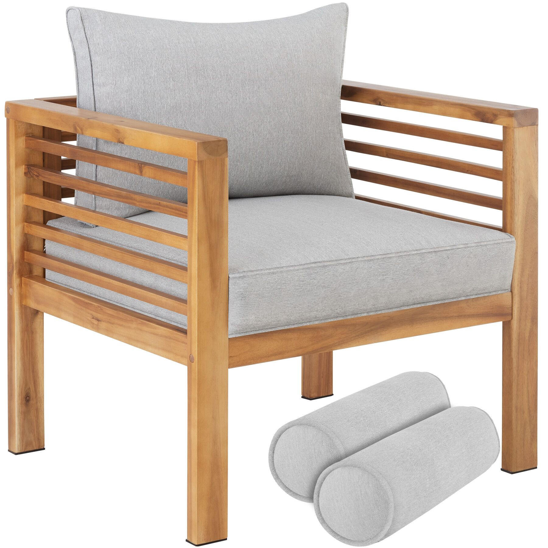 GARTEN-LOUNGESESSEL Boka, 72 x 63 x 64,5 cm, braun - Braun, Holz (72/78/63cm) - tectake