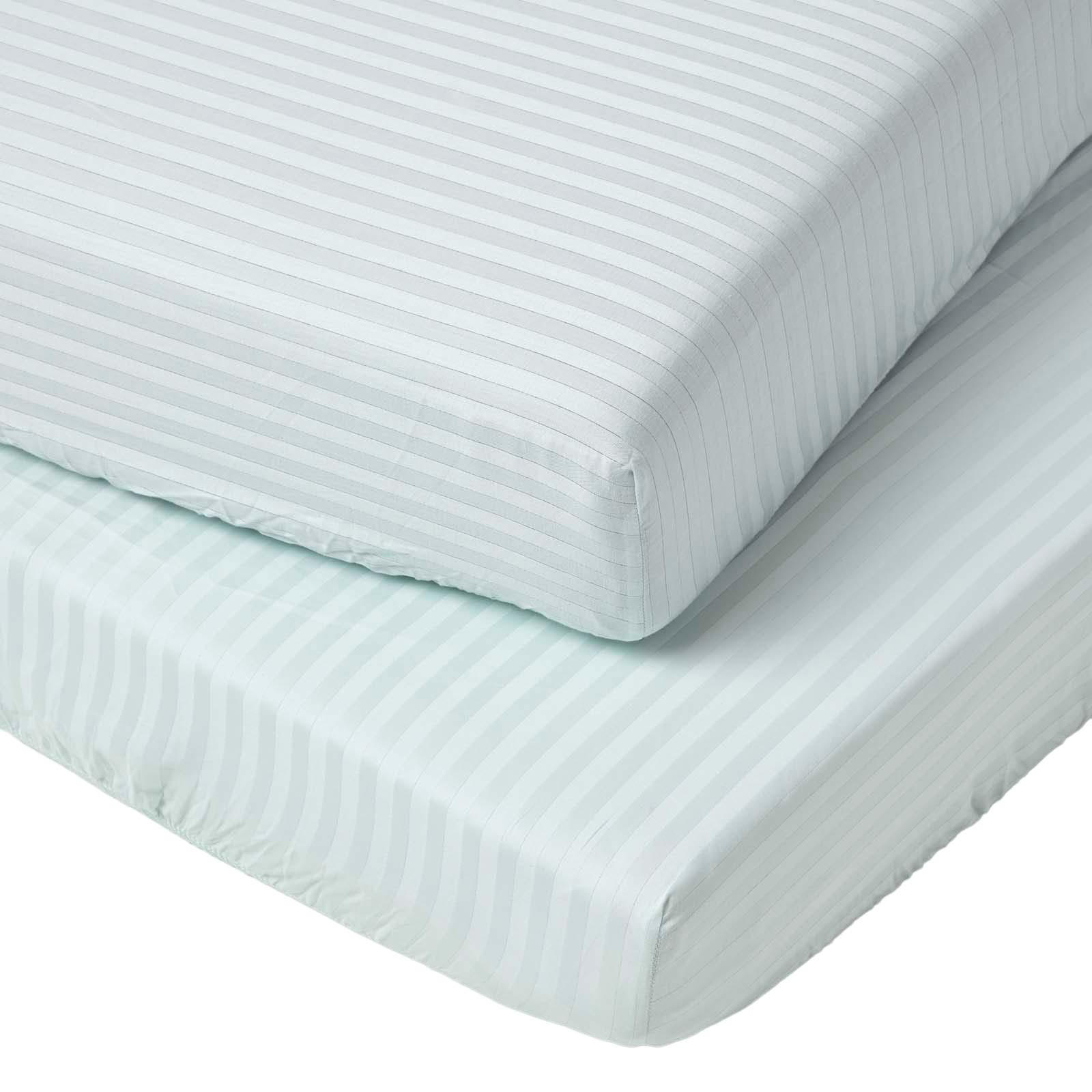 DAMAST-SPANNBETTLAKEN 2er-Set für Babybett, 60/120 cm - Blau, Textil (60/120cm) - Homescapes