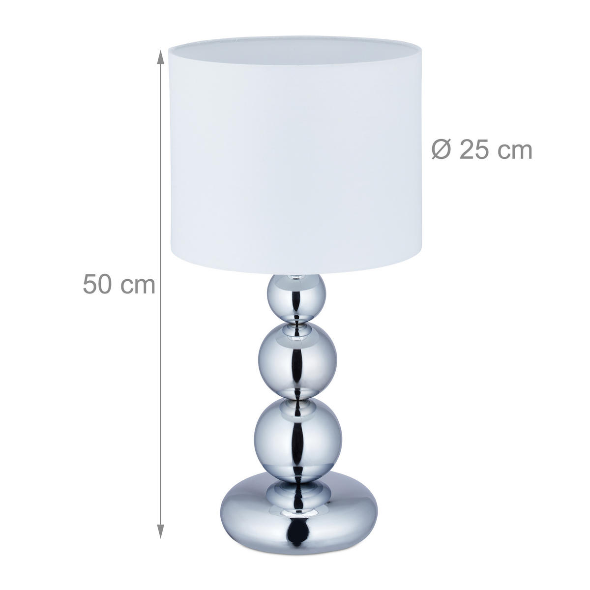 TISCHLAMPE - Silberfarben, Textil/Metall (25/25/50cm) - Relaxdays