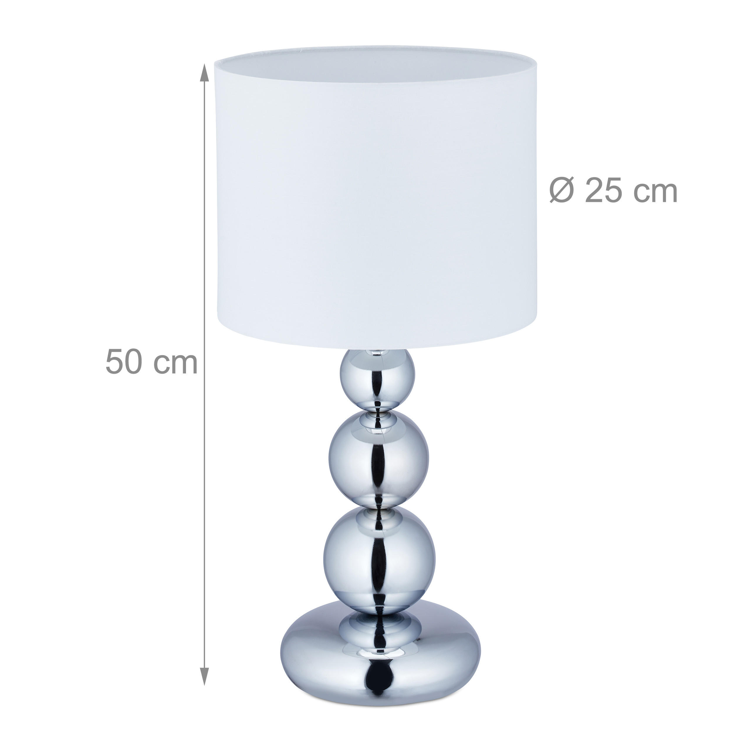 Thumbnail - Relaxdays Tischlampe, Silber, Metall, Textil, 25x50x25 cm, Lampen & Leuchten, Innenbeleuchtung, Tischlampen, Tischlampen