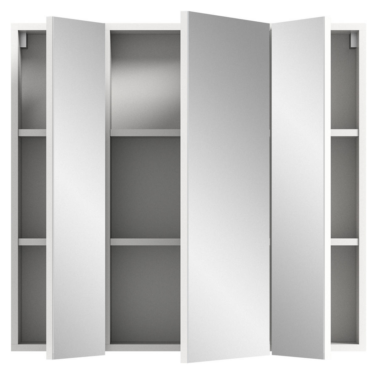 SPIEGELSCHRANK Vira Bad in weiß Melamin und weiß hochglanz B/H/T: 82x77x18 cm - Weiß, Holz (82/77/18cm)