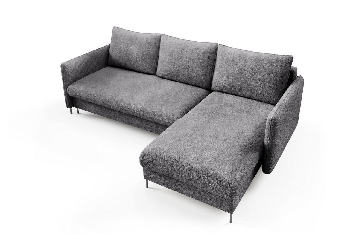 ECKSOFA Belis Boucle in Grau, Schlafsofa - Grau, Holzwerkstoff/Textil (216/165cm) - Bettso