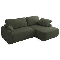 ECKSCHLAFSOFA CUBO L Dunkelgrün Boucle - rechts - Dunkelgrün/Schwarz, Kunststoff/Textil (187/273cm) - MKS