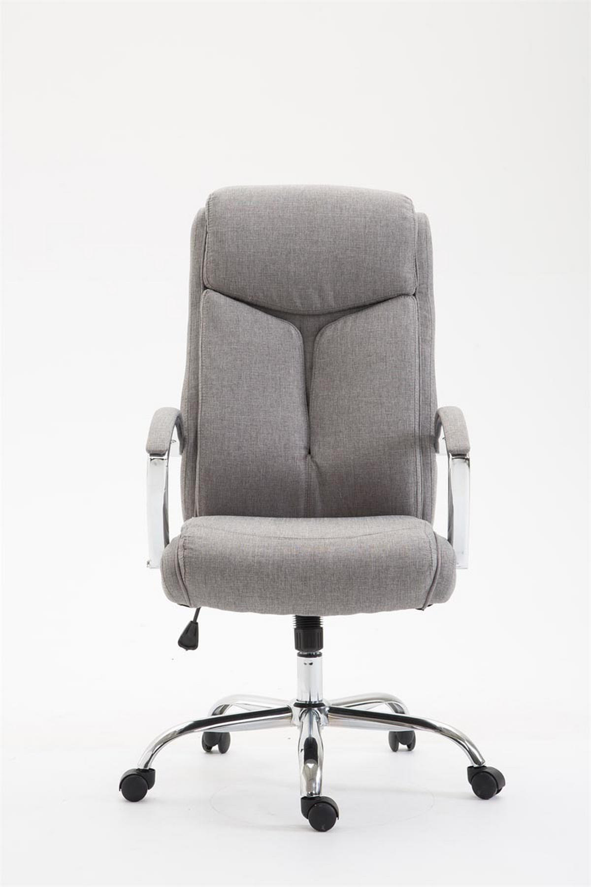 CHEFSESSEL Stoff grau - Chromfarben/Grau, Textil/Metall (65/115/73cm) - CLP
