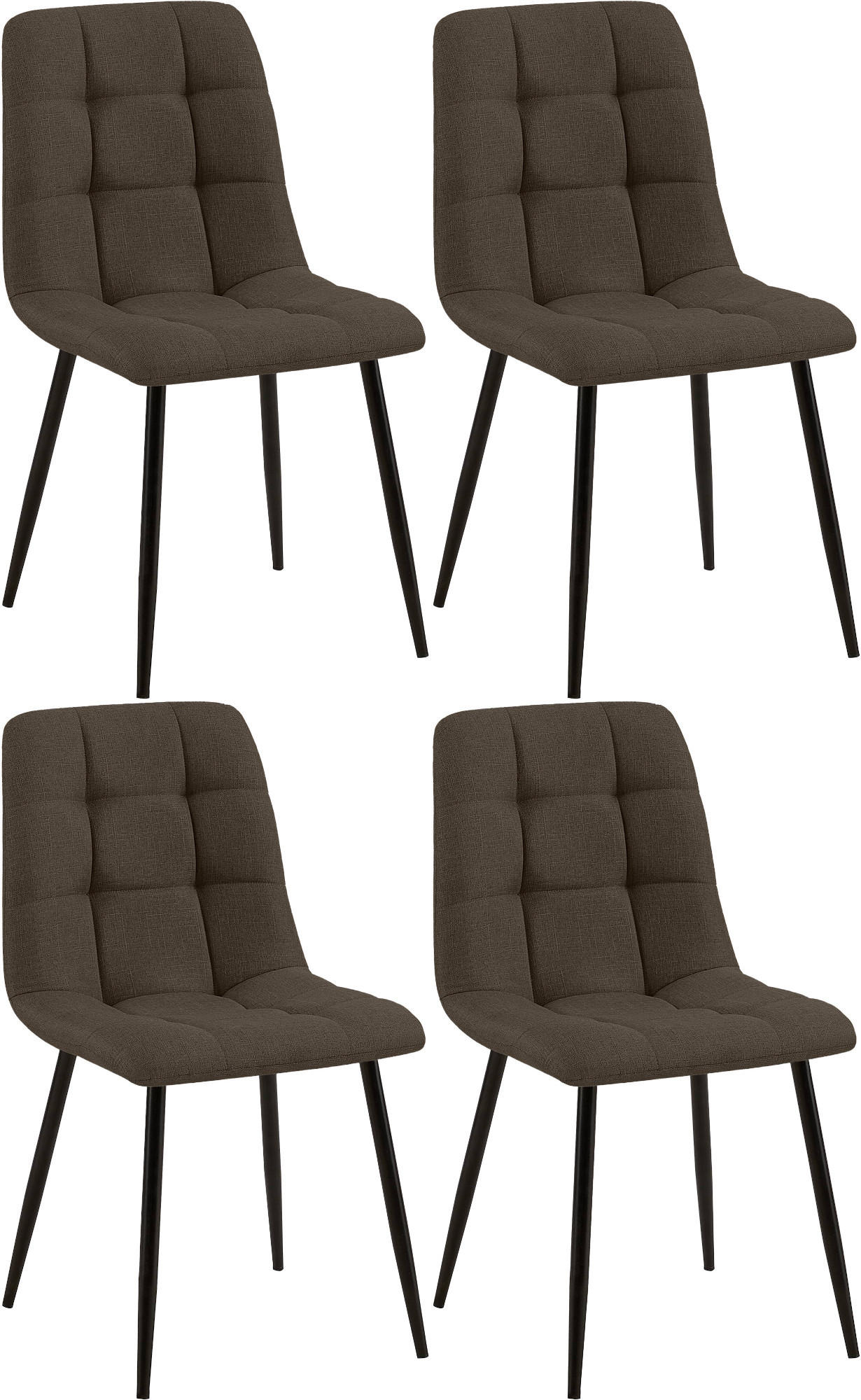 STUHL 4er Set Stoff Braun - Schwarz/Braun, Textil/Metall (45/84/55cm) - CLP