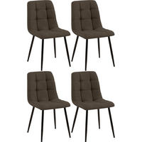 STUHL 4er Set Stoff Braun - Schwarz/Braun, Textil/Metall (45/84/55cm) - CLP