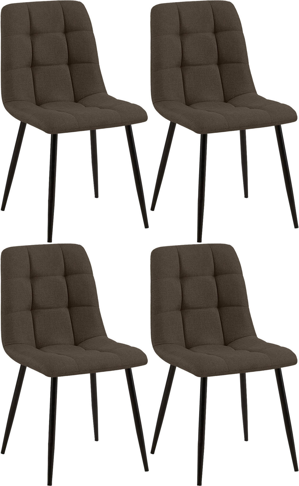 STUHL 4er Set Stoff Braun - Schwarz/Braun, Textil/Metall (45/84/55cm) - CLP