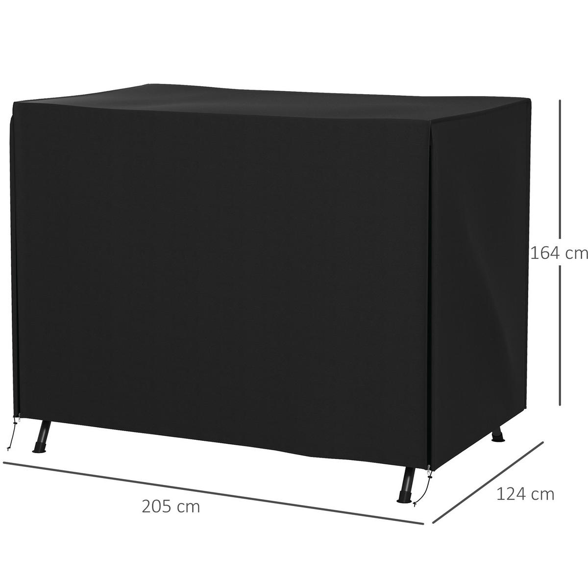 OCHRANNÝ obal na záhradnú hojdačku 205/124/164 cm čierny vodoodpudivý a UV odolný z polyesteru - čierna, textil (205/164/124cm) - OKWISH