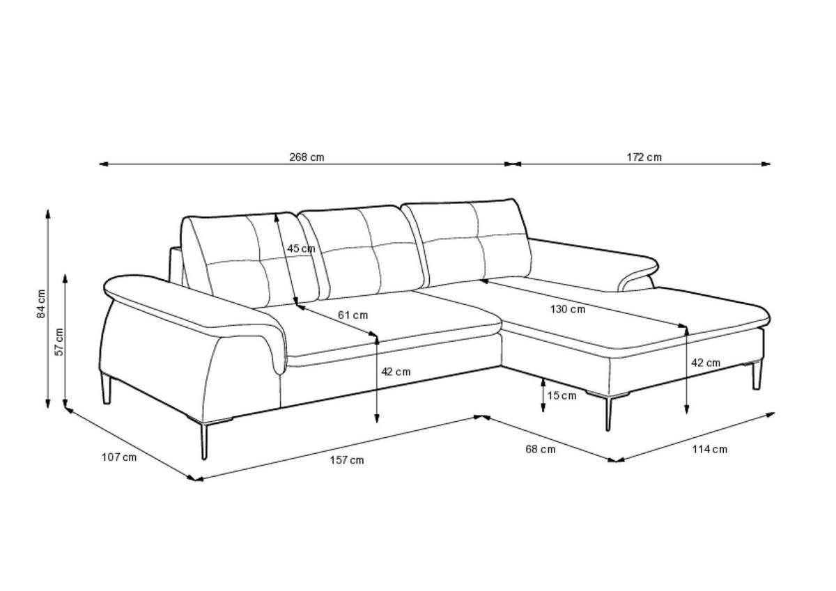 ECKSOFA ZONDA Beige 268x172x84 cm - Beige, Textil (268/172cm) - FURNLUX