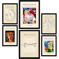 POSTER Set Mit 6 In Schwarzer Tinte Frauen Drucke Des Fauvismus Und Surrealismus Für Innenarchitektur A3 & A4 Schwarzer Rahmen - Schwarz, Papier (29/3cm) - Nacnic