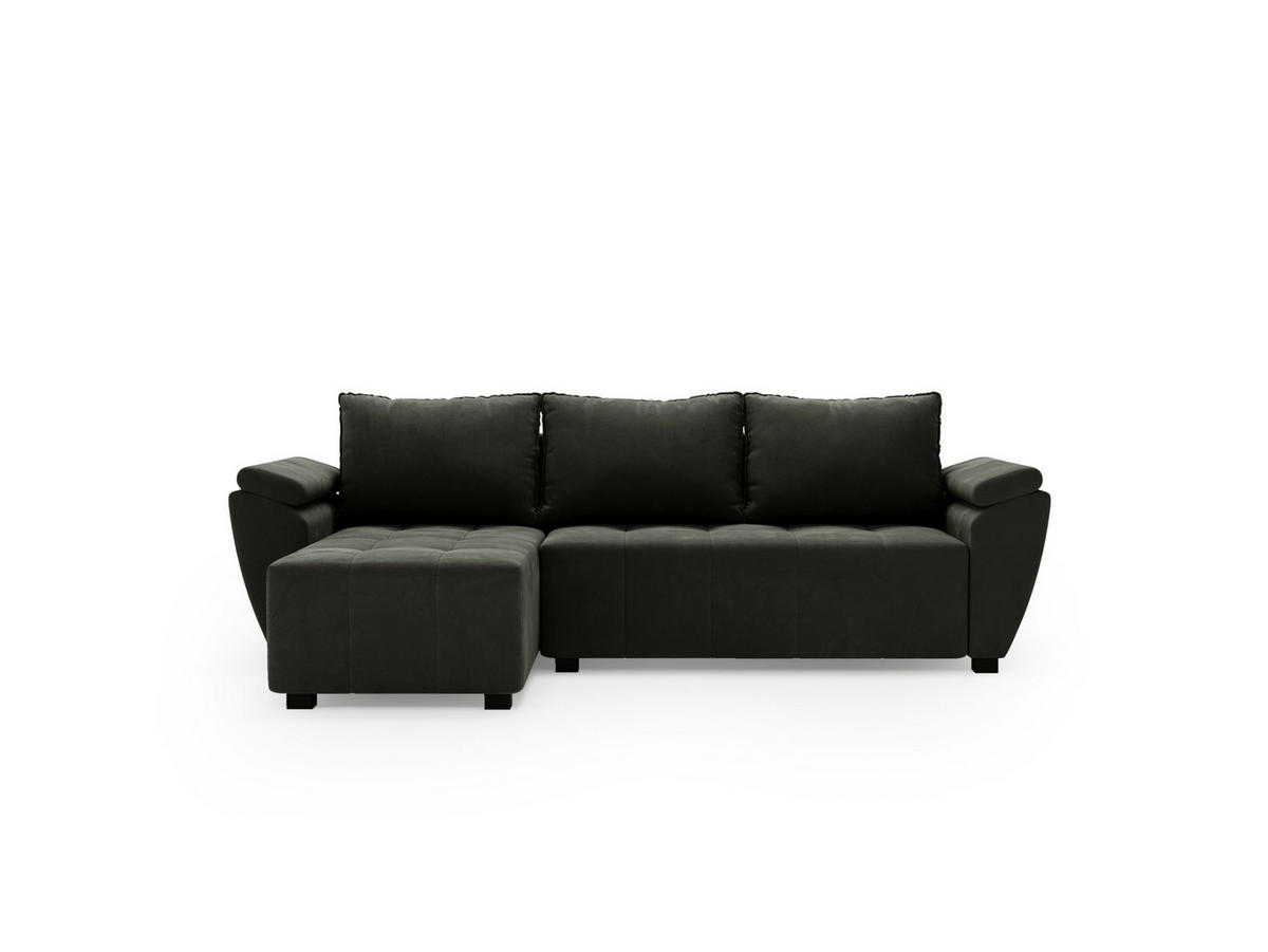 ECKSOFA ZEUS L Monolith 92 Links mit Schlaffunktion - Dunkelgrau, Textil (251/140cm) - Bedante