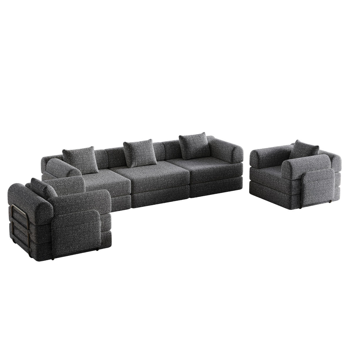 SCHLAFSESSEL 2-in-1 mit Bettfunktion, Armlehnen-Staufach und flexibler Modulnutzung, Grau - Grau, Textil (274/69.8/183.8cm) - Redom