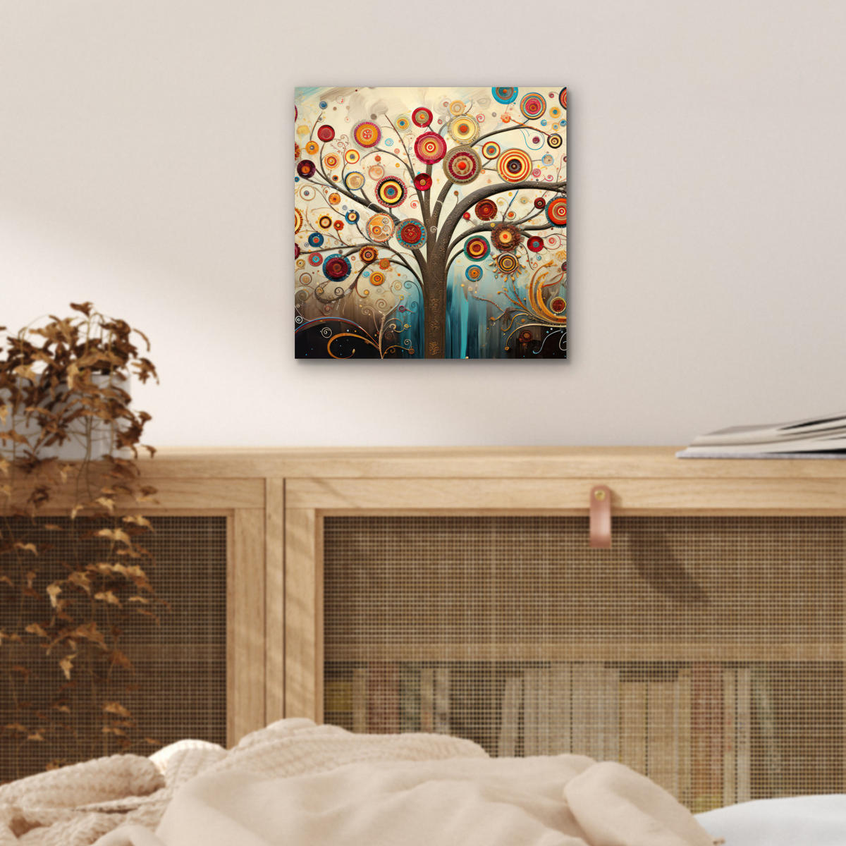 KOVOVÝ OBRAZ Strom - Strom života - Farba 20x20 cm - hnedá, kov (20/20cm) - MuchoWow