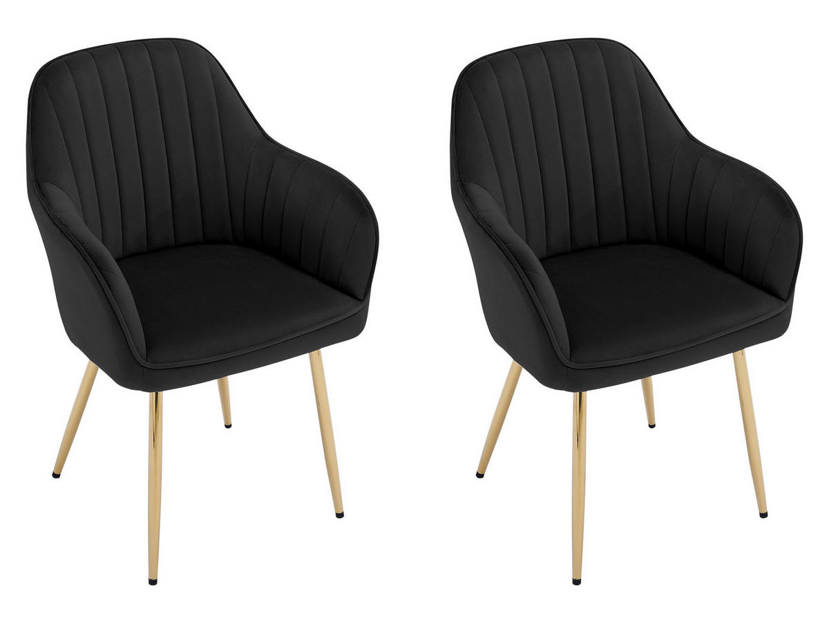 STUHL-SET Muz DC-1107/GL - Goldfarben/Schwarz, Textil/Metall (58/86/59cm) - MIRJAN24