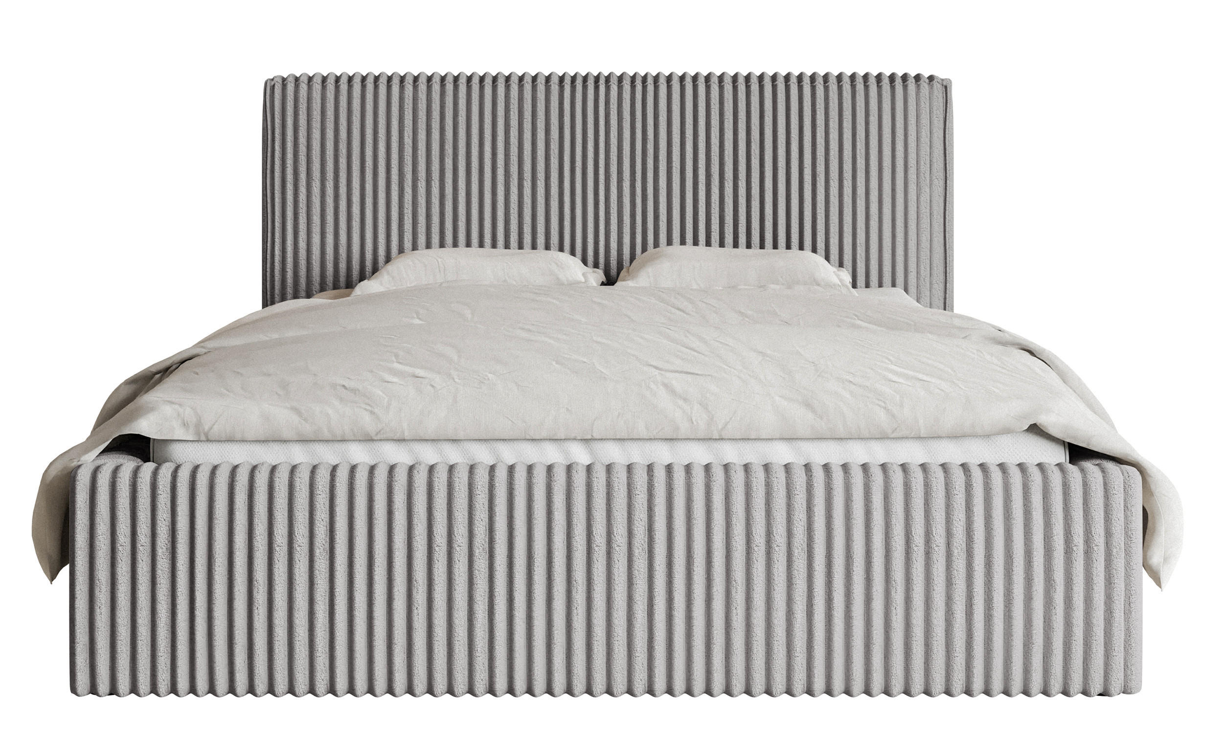 POLSTERBETT Tilio Hellgrau Cordbezug 180 cm - Hellgrau/Schwarz, Kunststoff/Textil (180/200cm) - Selsey