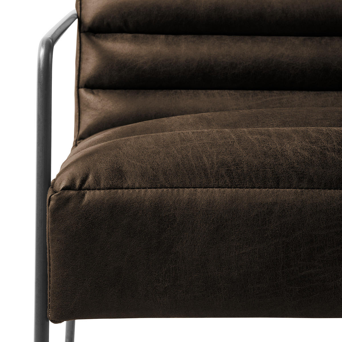 SESSEL - Antiklederlook - Graubraun, Textil (63/71/78cm) - home24