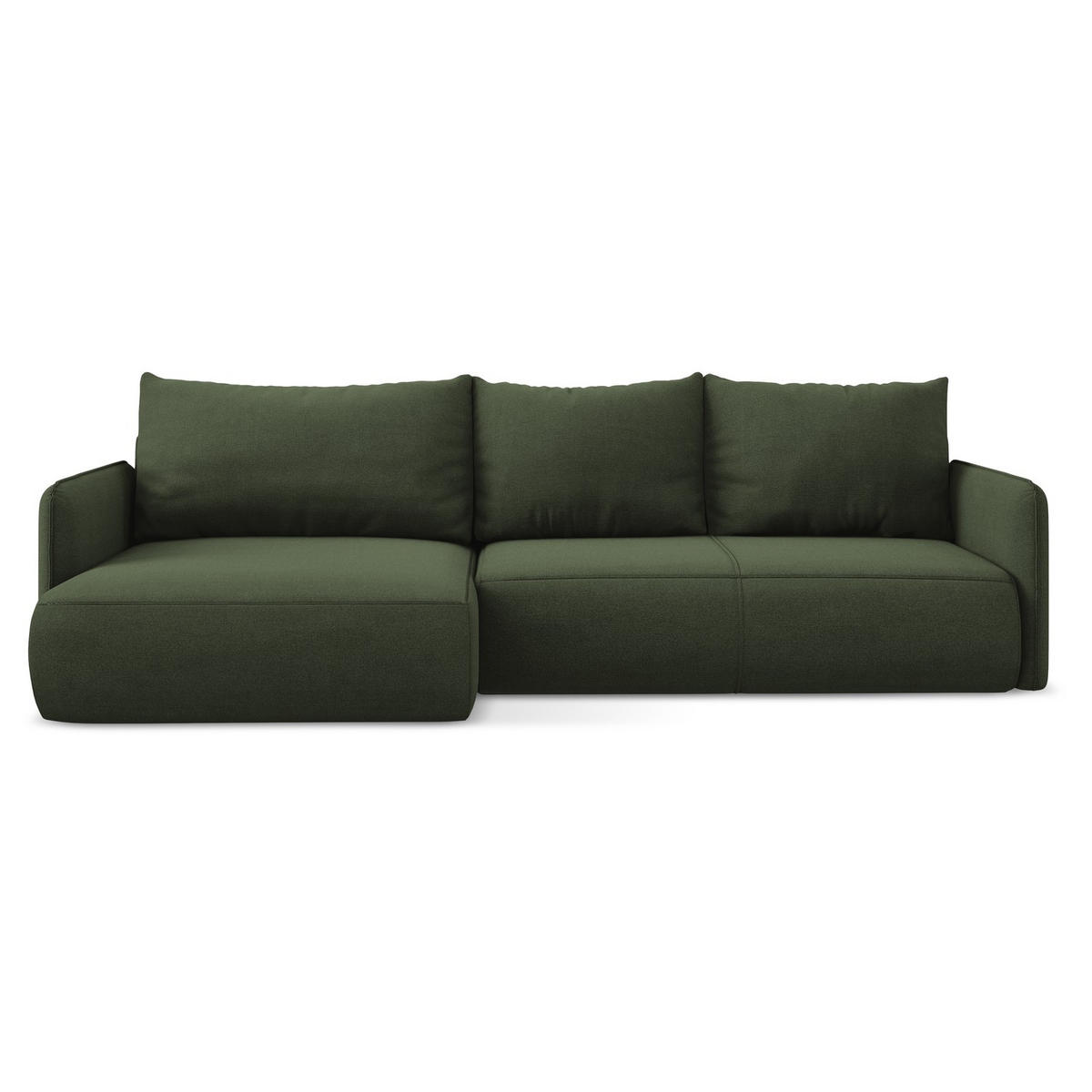 ECKSOFA mit Schlaffunktion Strukturstoff Stoff Grün - Schwarz/Olivgrün, Kunststoff/Textil (148/240cm) - LaMiaSofa