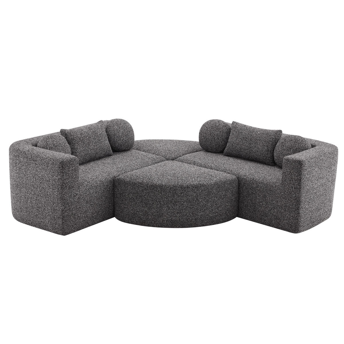 SCHLAFSOFA modular 292x165x68 cm aus Chenille, Schwarz - Schwarz, Textil (292/68/165cm)
