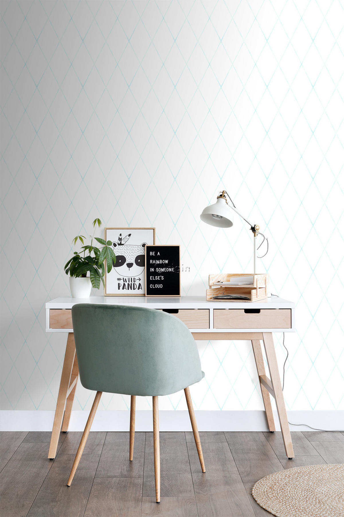 TAPETE Karomuster 53 cm x 10.05 m - Blau, Papier (53/0.1cm) - Origin Wallcoverings