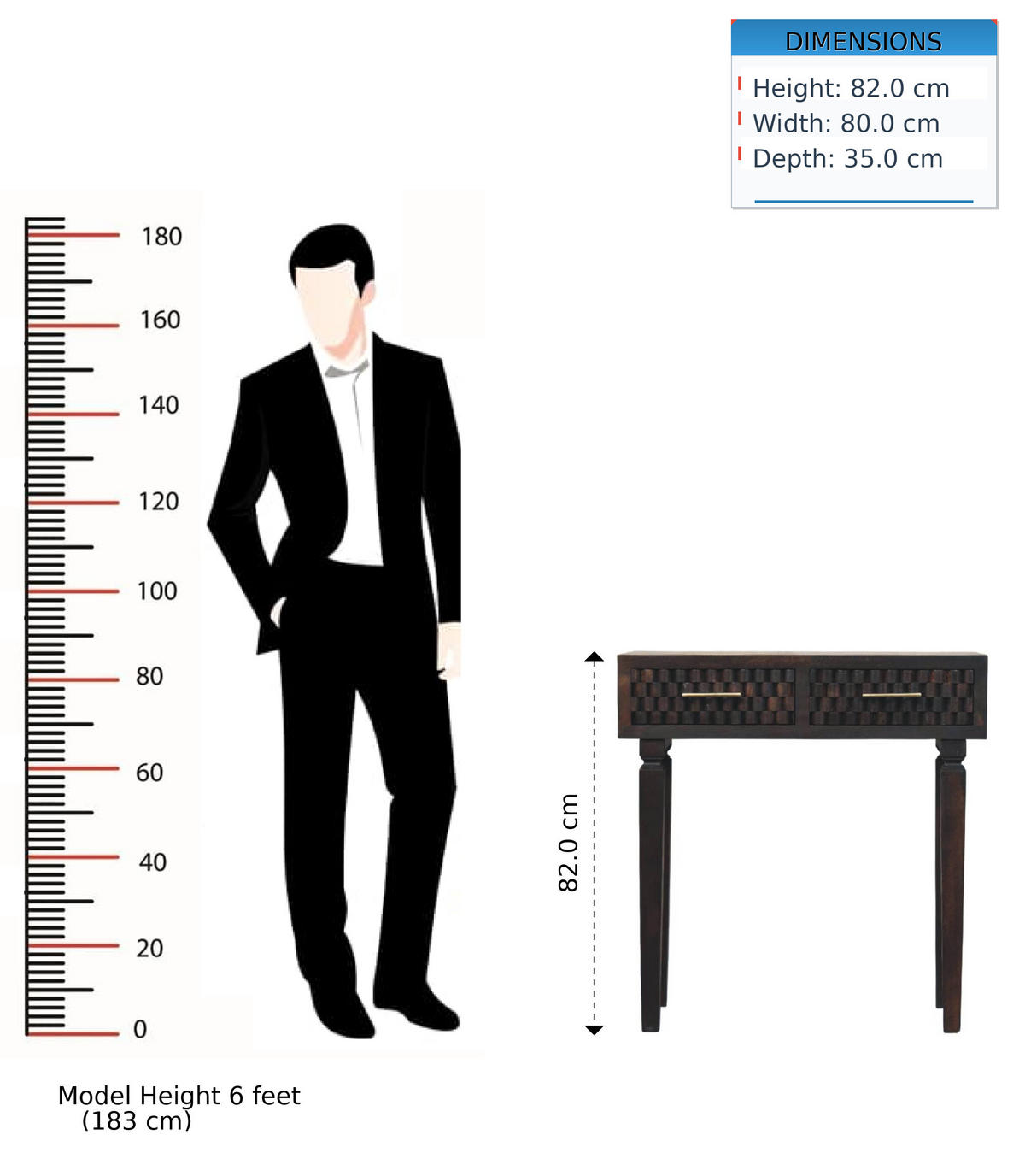 KONZOLNA miza v Rich Velvet Mocha zaključku, 2 predala, temno rjava - temno rjava, les (80/35/82cm) - Artisan Furniture