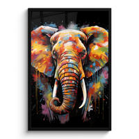 POSTER MIT RAHMEN Elefant - Graffiti - Schwarz - Tiere - Farben 60x90 cm - Schwarz, Papier (60/90cm) - MuchoWow