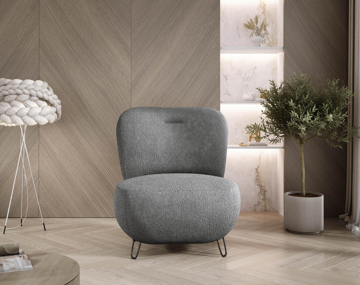 SESSEL LUIS, Skandinavischer Stil – Freistehend, 82×56×82 cm, ANTHRAZIT - Anthrazit/Schwarz, Holz/Textil (82/82/66cm) - DomoHome