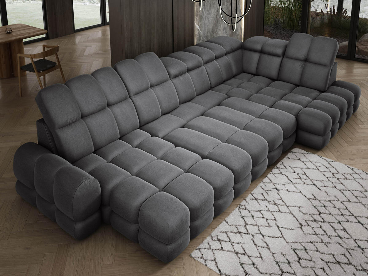 ECKSOFA TOLLO Solar-stoff U-form 400x217x105 cm grau - Dunkelgrau, Holz/Textil (217/400cm) - DomoHome