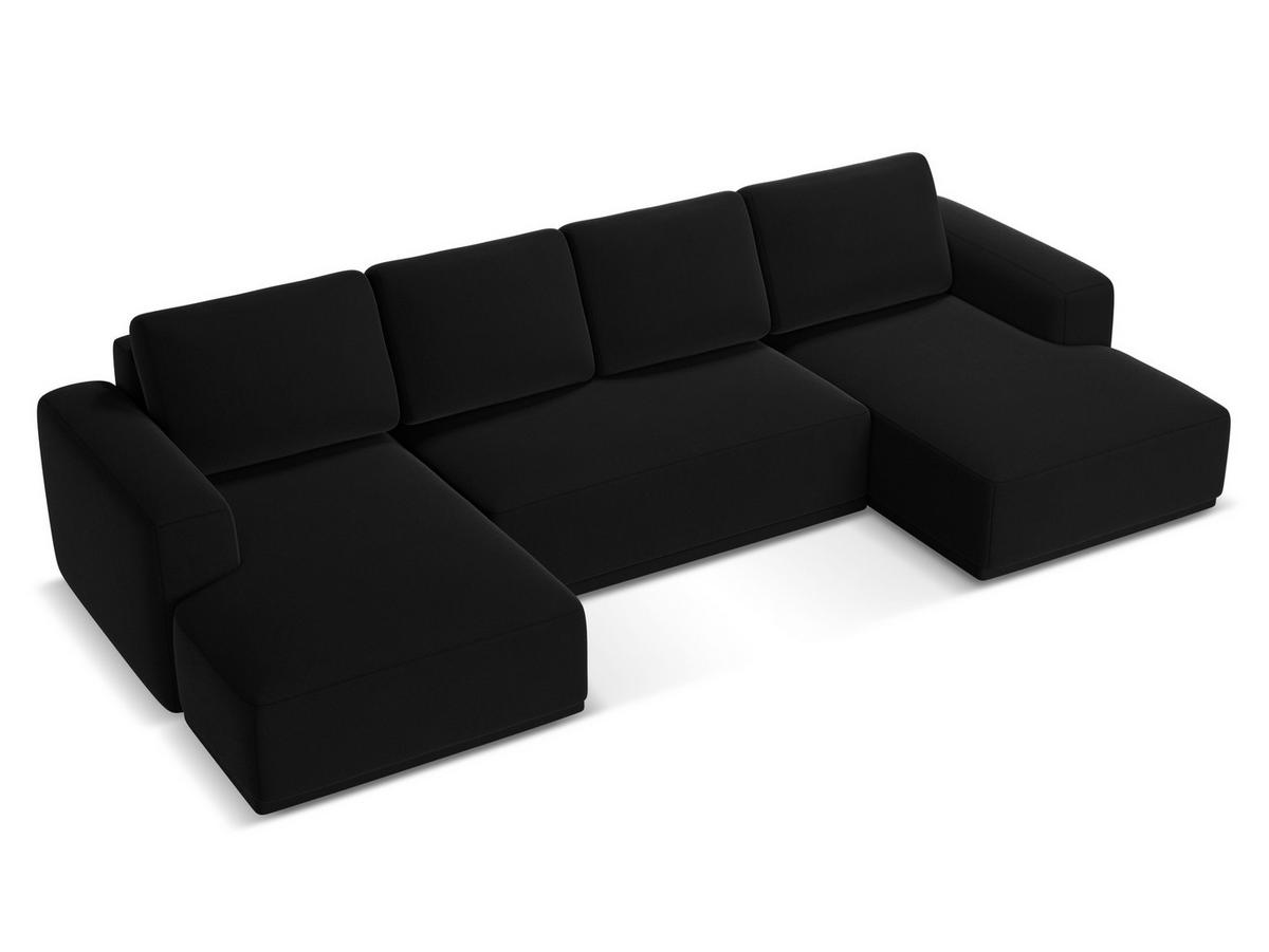 WOHNLANDSCHAFT Samt Stoff Schwarz - Schwarz, Kunststoff/Textil (333/91/160cm) - Makamii