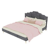 POLSTERBETT 160/200 cm grau aus Stoff und Metall mit gepolstertem Kopfteil - Grau, Textil (160/200cm) - OKWISH