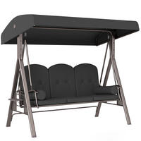 HOLLYWOODSCHAUKEL 3-Sitzer Gartenschaukel mit Sonnendach Tablett Sitzauflage - Dunkelgrau, Textil/Metall (121/172/208cm) - Outsunny
