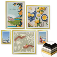 WANDBILDER 5er Set - 50x50 cm & 20x30 cm & 40x60 cm Goldrahmen - Fruchtmuster und italienische Kultur - Goldfarben, Kunststoff (40/60cm) - ArtPrintCave
