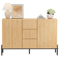 SIDEBOARD 115,5/40/76 cm mit geometrischen Türen, Schubladen und Eisenbeinen, MDF, Natur - Naturfarben, Holzwerkstoff (115.5/76/40cm) - Redom