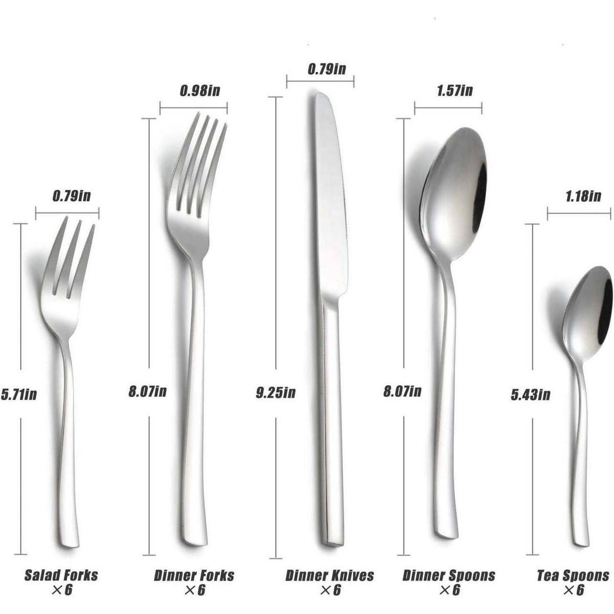 BESTECKSET 30-teilig Edelstahl Hochglanzpoliert Silber - Silberfarben, Metall