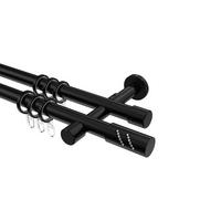 GARDINENSTANGEN-SET Prestige Zoena 280 cm (geteilt in 2 x 140 cm), 2-läufig, 20 mm Ø Schwarz - Schwarz, Metall (280cm) - INTERDECO