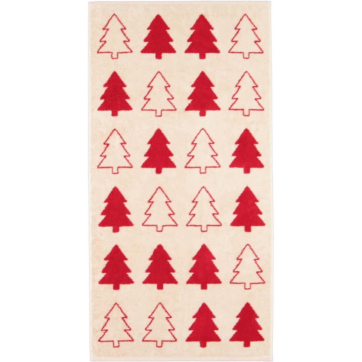 HANDTÜCHER CHRISTMAS EDITION TANNENBÄUME 794 NATUR-ROT - 32 - Beige, Textil (50/100cm) - Cawoe