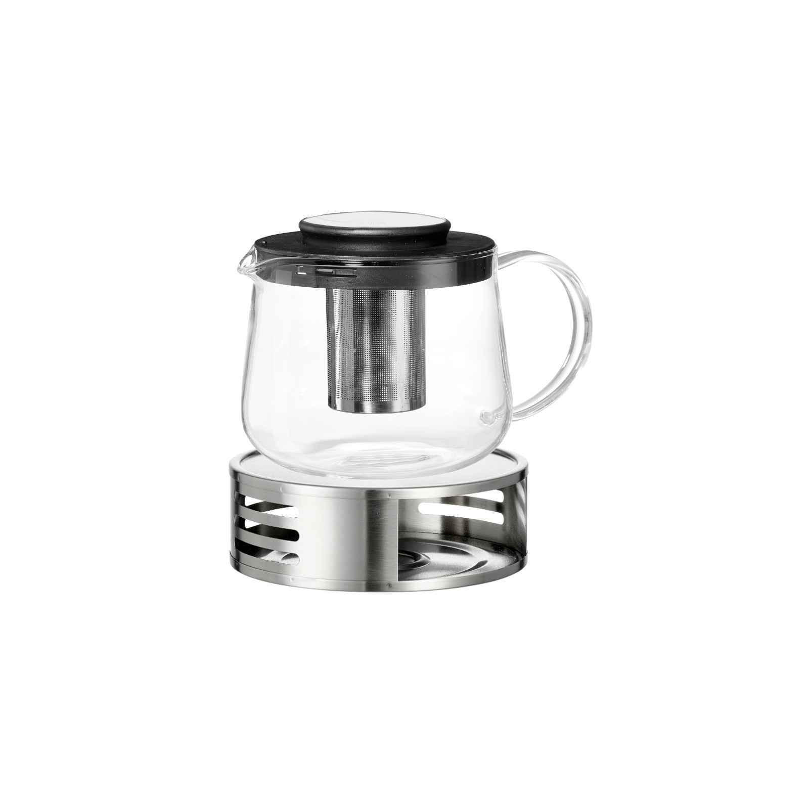 TEEKANNE MIT SIEB & STÖVCHEN Yucca schwarz-transparent 1,5 l 2er Set - Transparent/Schwarz, Glas/Metall (1.5L) - Ritzenhoff Breker