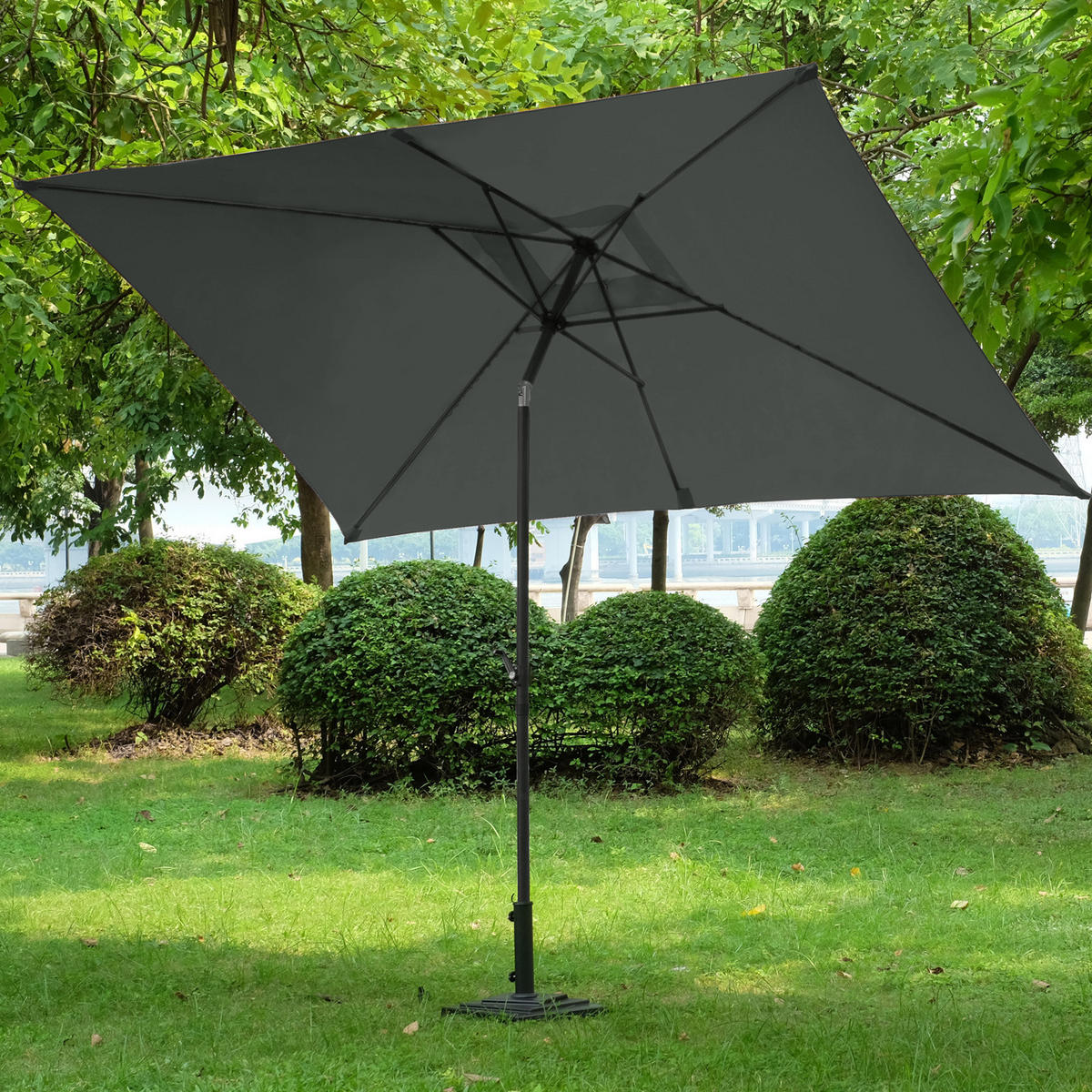 SONNENSCHIRM rechteckig 3x2m - Dunkelgrau, Textil (200/300cm) - SVITA