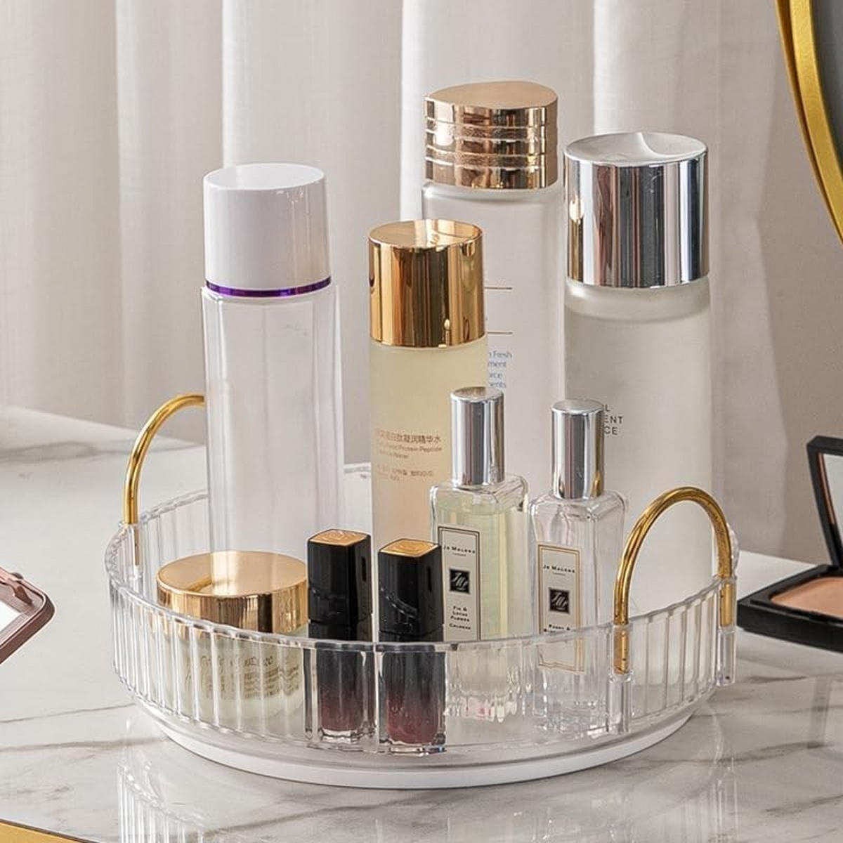 KOSMETIK-ORGANIZER, drehbar,Transparent,23/23/10.5cm - Transparent, Kunststoff (23/6.5/23cm)