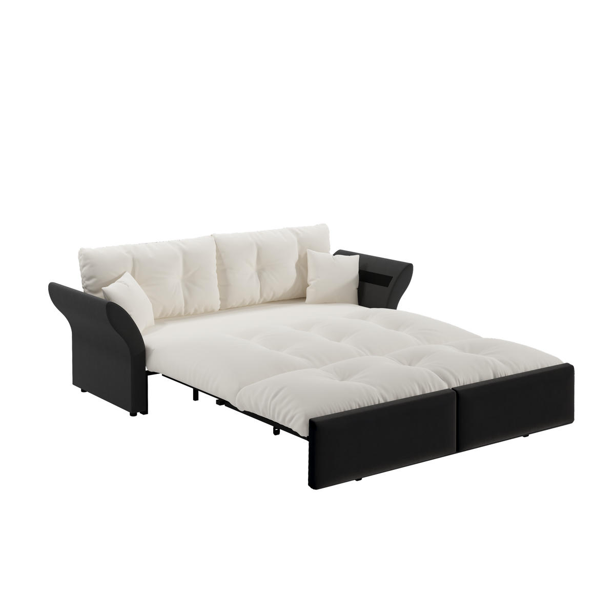 SCHLAFSOFA 190/85/91 cm, 3-in-1 ausziehbar mit Veloursbezug und 2 Kissen, Beige/Weiß - Beige, Textil (190/91/85cm) - Redom