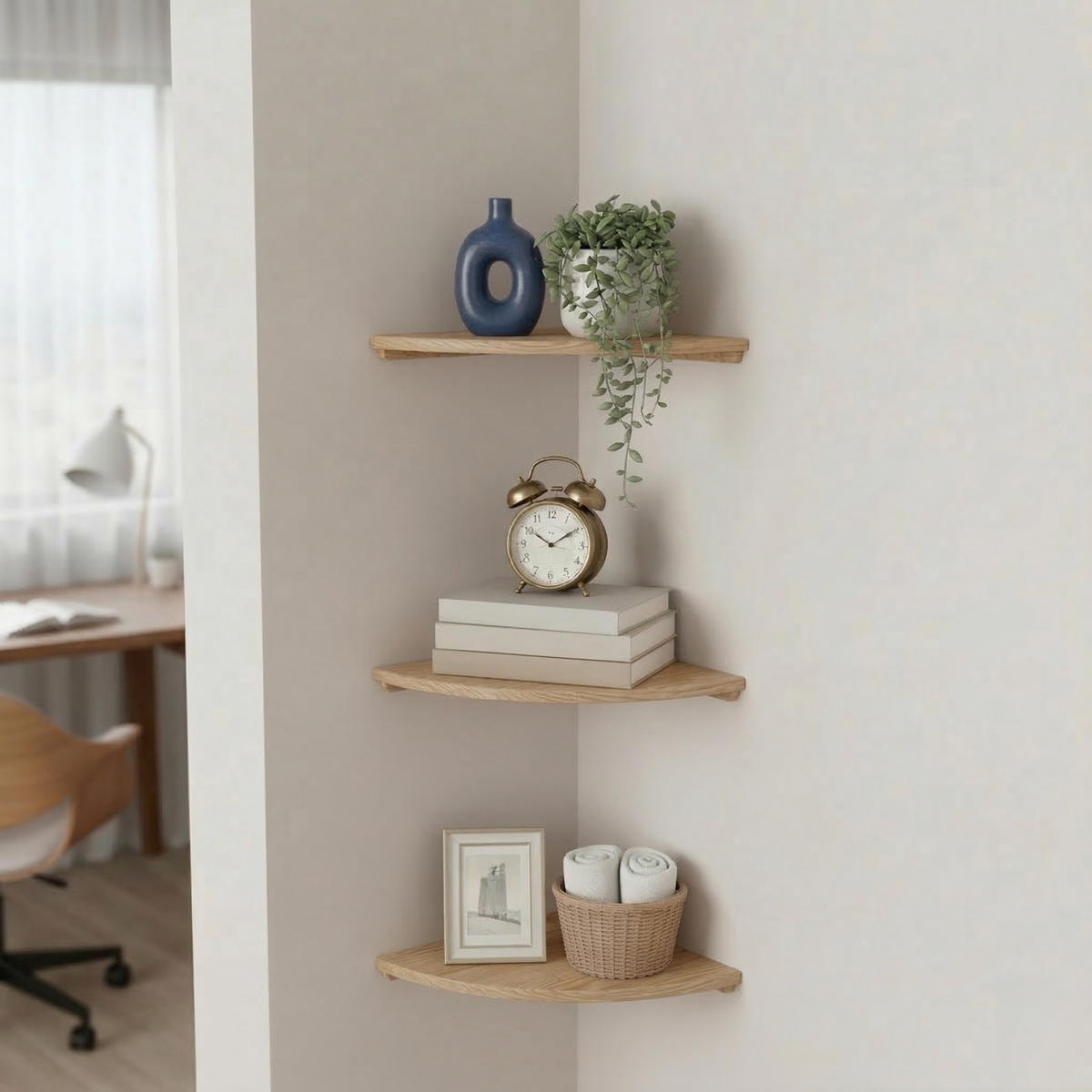 ROHOVÁ pol. - svetlohnedá, drevo (25/3/25cm) - Relaxdays