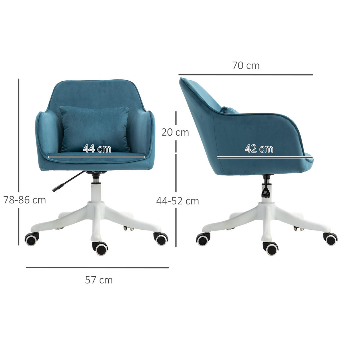 DREHSTUHL DE-11662 Samt mit Massagefunktion & höhenverstellbar Blau - Blau, Textil (70/86/55cm) - ComfortXL