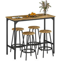 BARTISCH-SET 5-teilig DE-08039 Industriedesign, 4 Barhocker Braun - Braun, Metall (50/89.5/110cm) - ComfortXL