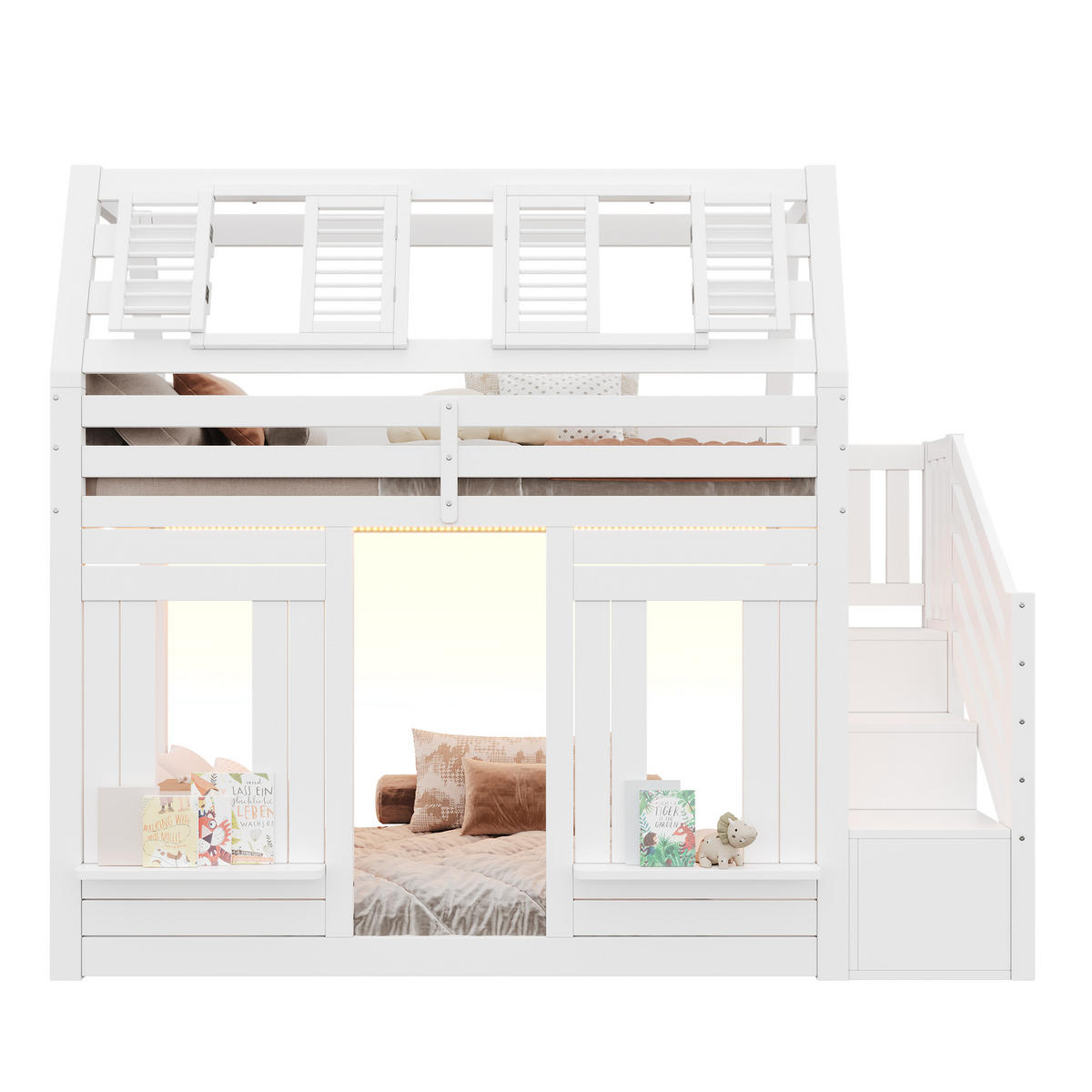 ETAGENBETT Mit LED Weiß 90x200 cm - Weiß, Holz (90/200cm) - ComfortXL