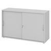 SCHIEBETÜRENSCHRANK - 2 Ordnerhöhen 40/120/74,8 cm in Grau Bogengriff (Metall) - Grau, Holzwerkstoff (120/74.8/40cm) - bümö