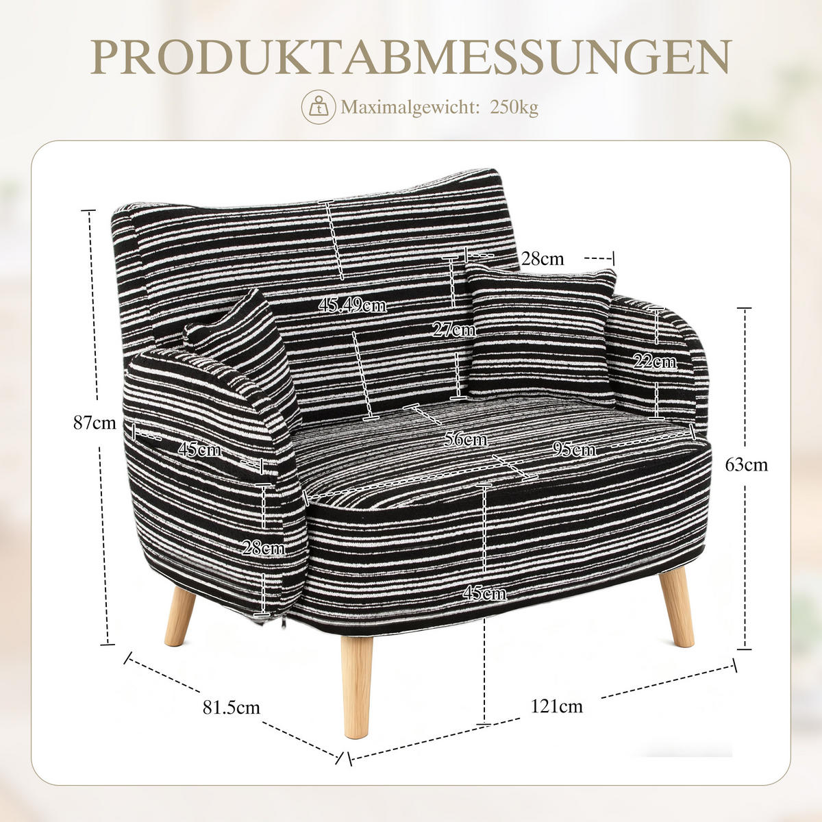 2-SITZER SOFA boucle schwarz kompakt 121cm - Schwarz, Textil (121/87/81.5cm) - Urban Meuble